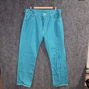 Levis 501 XX Jeans Men 38x34 Teal Blue Denim Button Fly Turquoise Cyan - Picture 1 of 11