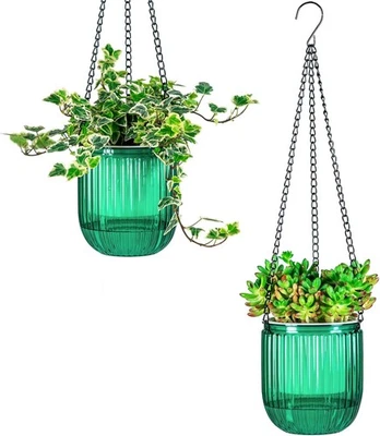 4.5 Inch 2 Pcs Self Watering Hanging Planter Indoor Plant Pots Drainage Holes, O - Image 1 of 4