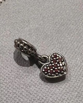 Original Pandora Charm Herz Anhänger Hängerchen 925er Silber Zirkonia Rot Pink - Bild 1 von 4
