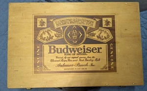 Vintage Budweiser King Of Beers Wooden Cassette Tape Box(No Dividers) 10" X 13" - Picture 1 of 6
