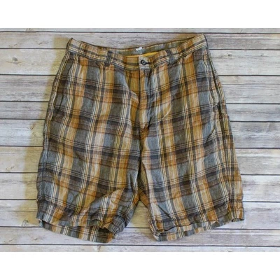 Tommy Bahama Pantalones Cortos Para Hombres 34 Relax Amarillo Cuadros Lino Bermudas Informales Playa Foto 1 de 3