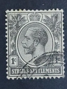 Straits Settlements 1921 1922-32 KGV Wmk MSCA 1c Black - 1v Used #2 - Picture 1 of 2