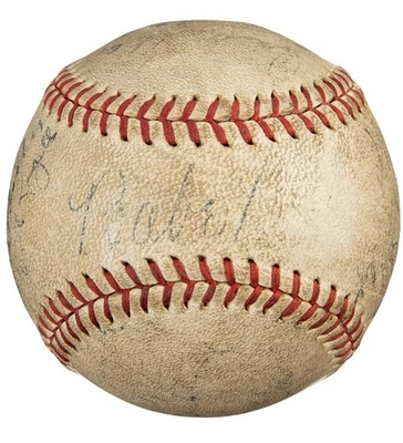 Babe Ruth signed team ball Detroit Tigers 1934 PSA DNA LOA Cochrane Greenberg - Image 1 of 4