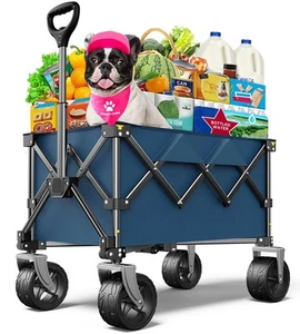 Beach Wagon,Collapsible-Wagon 220lbs with Big Wheels FoldableWagon Carts,Port... - Picture 1 of 8