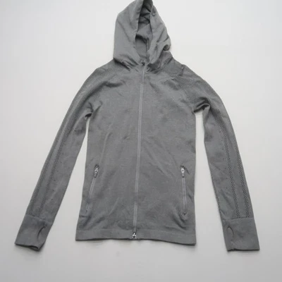 Fabletics Womens Athletic Jacket Medium Grey Stretch Running Gym Yoga Full Zip - Image 1 of 4