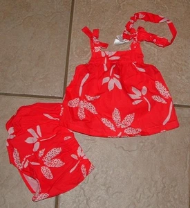 NEW NWT Infant Girls Sz 3 Months Shirt, Bloomer Shorts & Headband 3 Pc Outfit - Picture 1 of 2