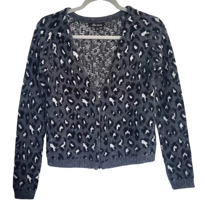 Nuevo Suéter de Lana Ella Moss Angora S Chaqueta con Cremallera Leopardo Cachicho Gris Negro  Foto 1 de 4
