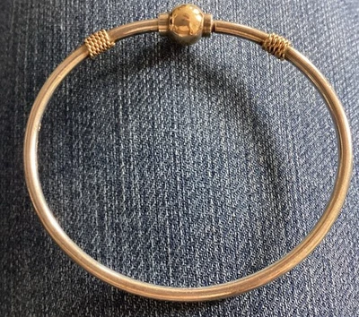 VTG BEAUTIFUL DESIGNER SIGNED CAPE COD STERLING SILVER 14K BANGLE BRACELET 6.50 - Image 1 of 4