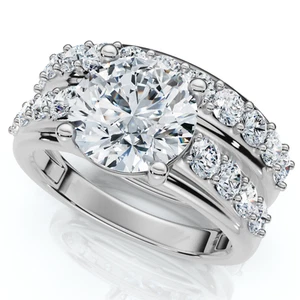 Certified 2 1/2Ct Diamond Engagement Wedding Ring Set 14k Gold Lab Grown - Picture 1 of 8