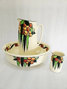 Royal Doulton Art Deco Waschkanne Schale und Vase D4191 um 1936 - Bild 1 von 22