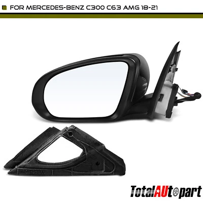 Черное хромированное зеркало с подогревом для левого водителя Mercedes-Benz C300 C63 AMG LH - Изображение 1 из 4