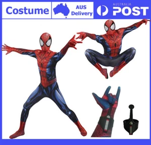 Spiderman Costume Ultimate Armor MK 4 Cosplay Fullbody Jumpsuit+Shooter Prop - Foto 1 di 15