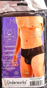 Underworks Mens Briefs 5pk Black Medium 34-36"  Disposable Underwear - Picture 1 of 2