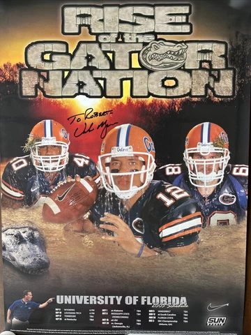 2005  Florida Gators "Rise of the Gator Nation" Poster Signed Urban Meyer Cover