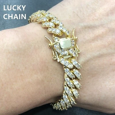 JUEGO DE PULSERA DE ESLABONES CUBANOS ACABADO ORO 14K 8,5''x12mm 67g Foto 1 de 4