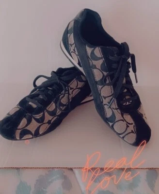 Zapatillas deportivas COACH New York Hilary para mujer 7,5 M negras grises bajas con cordones Foto 1 de 4