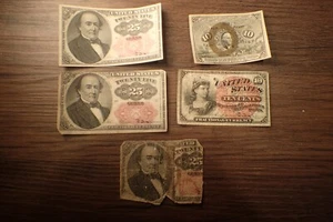 1874 25 Cent US Fractional Currency Lot ROBERT WALKER 5 pieces - Picture 1 of 11