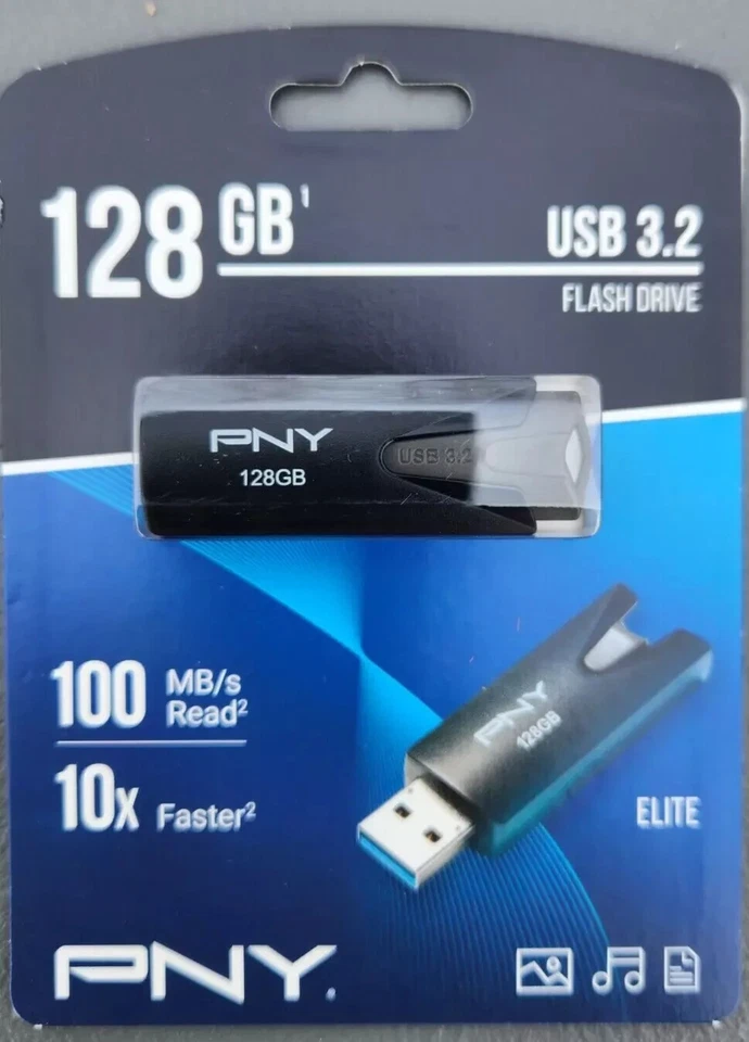 NEW PNY 128GB Elite USB 3.2 Flash Drive - 100MB/s - Image 1 of 1