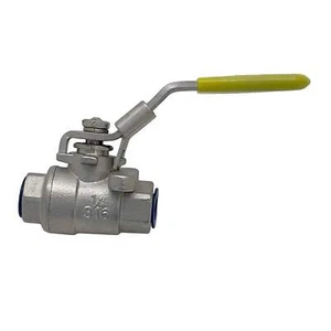 Válvula de bola de diámetro completo encendido/apagado 316 acero inoxidable 1000 Wog 1/4" amarillo - Imagen 1 de 6