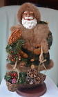 African American Santa- Woodsman Santa Carrying Snowshoes & Basket of Pine Cones