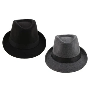 Fashion Hard Felt Fedora Short Brim Trilby Gangster Cap - Picture 1 of 7
