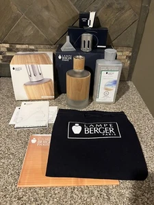 Lampe Berger Wood/Glass With Ocean Breeze Scent Fragrance    Used once - Picture 1 of 5