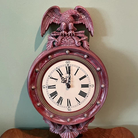VINTAGE Burwood 4305 Antique Red WALL CLOCK ARABESQUE GERMANY 1970s- Not Working Cover