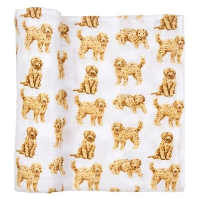 Mud Pie Baby Boy/Girl Doodle Dog Swaddle Blanket, 47" x 47" NEW - Image 1 of 2