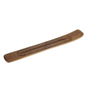 Incense Burner - Wooden Flat Carved Feather - Picture 1 of 2