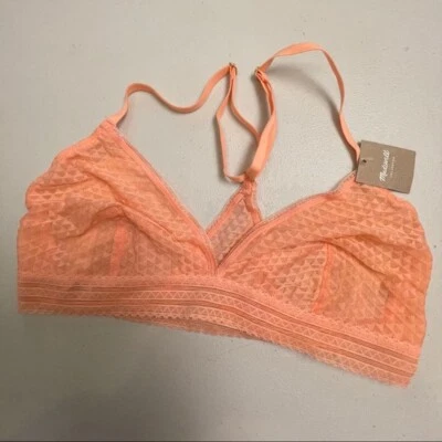 Novo com etiquetas Madewell Intimates Geo Mesh Triangle Bralette Light Blossom - Imagem 1 de 4