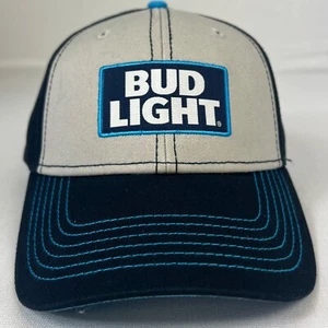 BUD LIGHT Logo Navy Gray & Blue Adjustable Beer Hat Snap Back Cap - Picture 1 of 6