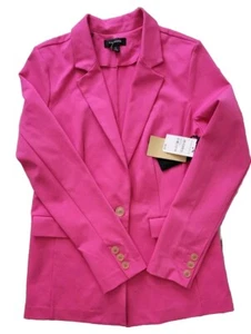 Halogen Bright Pink Tweed Damen Blazer Jacke Navy PINK Tasche Gr. Medium Neu - Bild 1 von 9