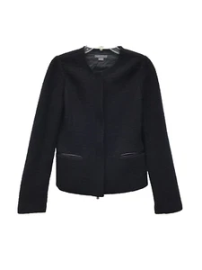 Schwarze Vince Wolljacke mit Lederdetails an Taschen, Gr. 10 - Bild 1 von 6
