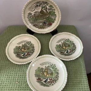 W Adams & Sons 4 Antique Cream Saucers ITALIAN SCENERY Made in England 1920's - Picture 1 of 11