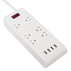 6 gniazd Listwa zasilająca Ochrona przeciwprzepięciowa z 4 USB 3ft 15A 450J - Zdjęcie 1 z 1