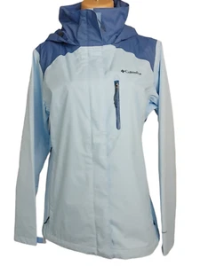 Columbia Woman's Large Blue Lined Hooded Camping Hiking Outdoor Packable Jacket - Picture 1 of 12