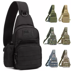 Outdoor Tactical Sling Bag Military MOLLE Crossbody Pack Chest Shoulder Backpack - Picture 1 of 20