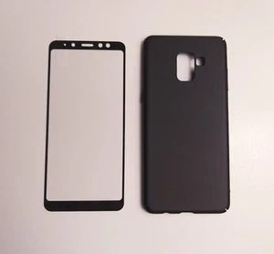 2in1 Black Cover+Black glass screen protector for Samsung Galaxy A8plus 2018 A8+ - Picture 1 of 3