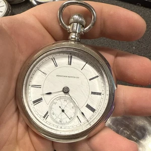 Antique Hampden Size 18 Model Open Face Pocket Watch Working RARE 1-300 1883 - Picture 1 of 5