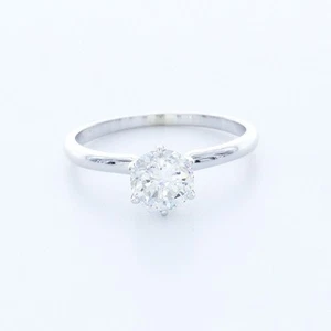 Anillo solitario clásico de oro blanco de 14 K de corte redondo D/VS2 de diamantes creados en laboratorio de 1,2 quilates - Imagen 1 de 4