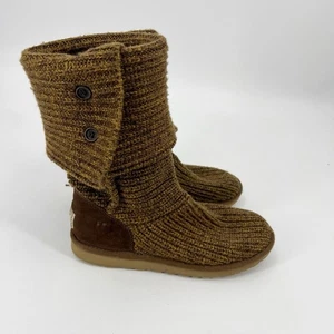 Ugg Women's Classic Cardy Sweater Pull On Boots Size 9 Brown Warm Comfy - Picture 1 of 8