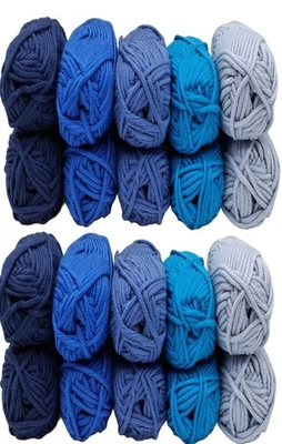 Strickgarn Häkelgarn -  aus reiner Wolle ( 100% Merinowolle) - 1000gr Set blau - Bild 1 von 3