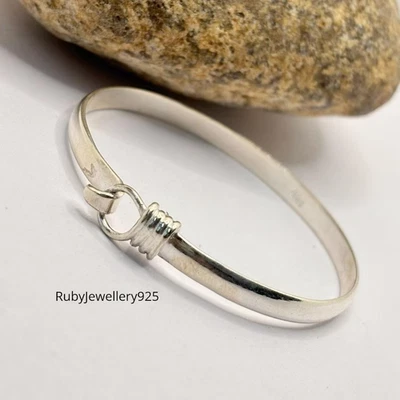 925 Sterling Silver Hook Bangle for Men: Handmade Caribbean Cuff Bracelet - Image 1 of 4