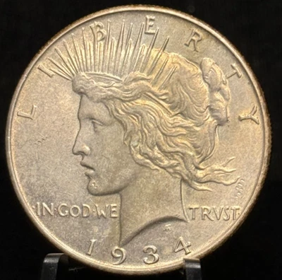 1934 Peace  Silver One Dollar S$1 Coin - Image 1 of 2