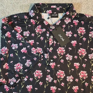 Bad Birdie Men's XL Arcadia Floral Short Sleeve Stretch Golf Polo NWT - Picture 1 of 9