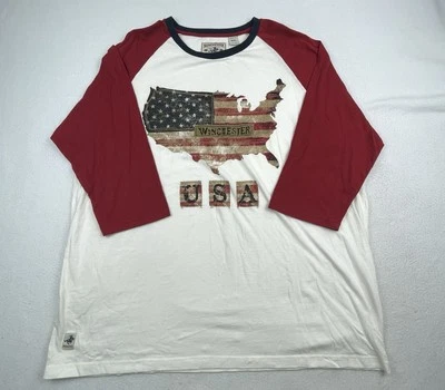 WINCHESTER Men's 4XL USA Raglan Graphic T-Shirt Red Off White Tee Shirt NWT - Изображение 1 из 4