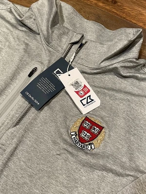 NEW CB Cutter and Buck Light Gray Harvard University Logo 1/4 Zip 2XL MSRP:$130 - Image 1 of 4