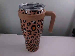 40 Unzen Becher Leopardenmuster Edelstahl mit 2 Deckel Geschenk & Strohhalm Neu im Karton - Bild 1 von 8