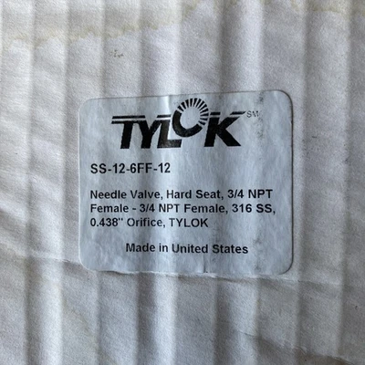 КЛАПАН FPT X FPT TYLOK SS-12-6FF-12 / SS126FF12 3/4 ДЮЙМА - Изображение 1 из 3