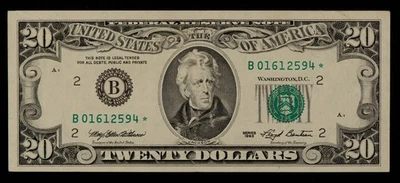 FR 2079-B* $20 1993 Federal Reserve Note US - Star Note - XF+ - SKU-CA1899 - Image 1 of 2